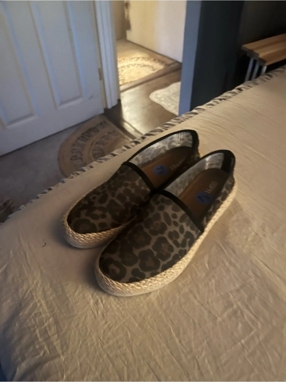 Leopard Print Espadrille Slip-Ons - Women's Casual Flats